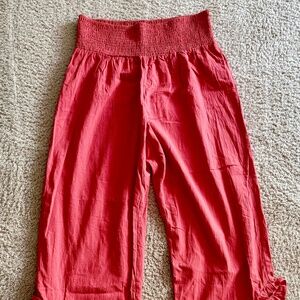Cupshe Women's Smocked Waist Straight Leg Pants - Red - Size XL
